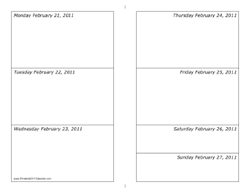 Calendar for Week of 02/21/2011 (landscape) Calendar