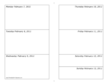 Calendar for Week of 02/07/2011 (landscape) Calendar