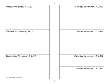 Calendar for Week of 11/07/2011 (landscape) Calendar