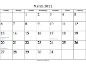 March 2011 Calendar calendar