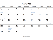 May 2011 Calendar calendar