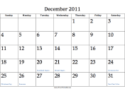 December 2011 Calendar calendar