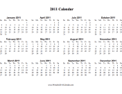 2011 Calendar (horizontal, descending) calendar