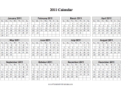 2011 Calendar on one page (horizontal grid) calendar