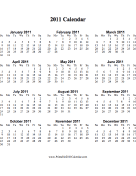 2011 Calendar on one page (vertical) calendar