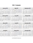 2011 Calendar (vertical grid) calendar
