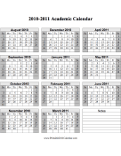 2010-2011 Academic Calendar (descending) calendar